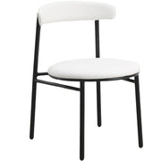 Lume Modern Dining Chair Upholstered in Polyester with Metal Legs White Dining Chair Leisuremod