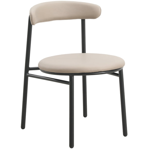Lume Modern Dining Chair Upholstered in Polyester with Metal Legs Dark Toupe Dining Chair Leisuremod