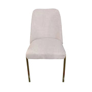 Lumen Modern Upholstered Dining Chair with Gold Steel Legs, Ergonomic Accent Chair White Linen Dining Chair LeisureMod