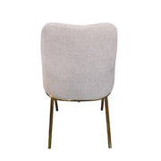Lumen Modern Upholstered Dining Chair with Gold Steel Legs, Ergonomic Accent Chair White Linen Dining Chair LeisureMod