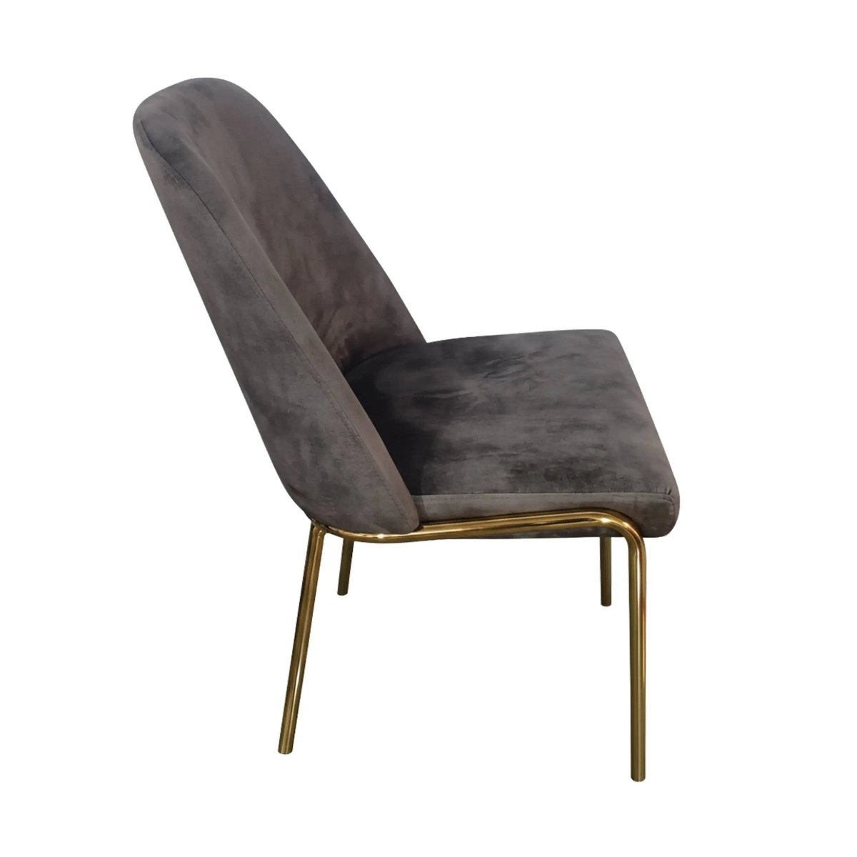 Lumen Modern Upholstered Dining Chair with Gold Steel Legs, Ergonomic Accent Chair Seaweed Green Velvet Dining Chair LeisureMod