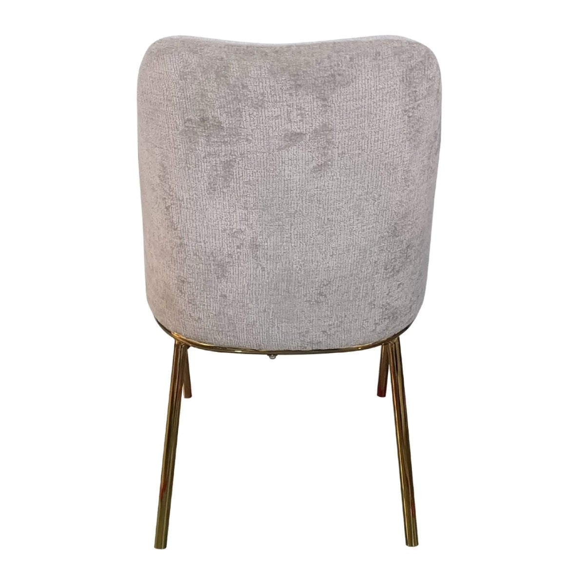 Lumen Modern Upholstered Dining Chair with Gold Steel Legs, Ergonomic Accent Chair Grey Boucle Dining Chair LeisureMod