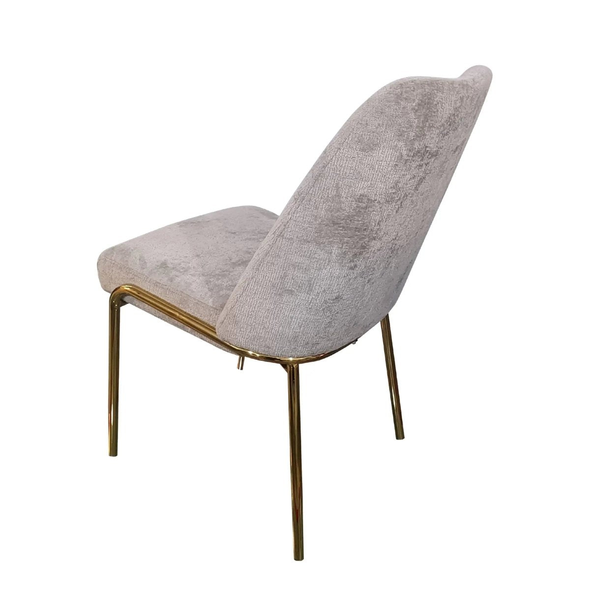 Lumen Modern Upholstered Dining Chair with Gold Steel Legs, Ergonomic Accent Chair Grey Boucle Dining Chair LeisureMod