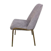 Lumen Modern Upholstered Dining Chair with Gold Steel Legs, Ergonomic Accent Chair Light Grey Velvet Dining Chair LeisureMod