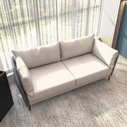 Luxify 3-Seater Leather Sofa with Stainless Steel Legs and Removable Cushions Green Sofa Leisuremod