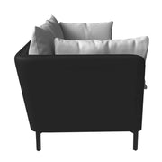 Luxify 3-Seater Leather Sofa with Stainless Steel Legs and Removable Cushions Black Grey Sofa Leisuremod