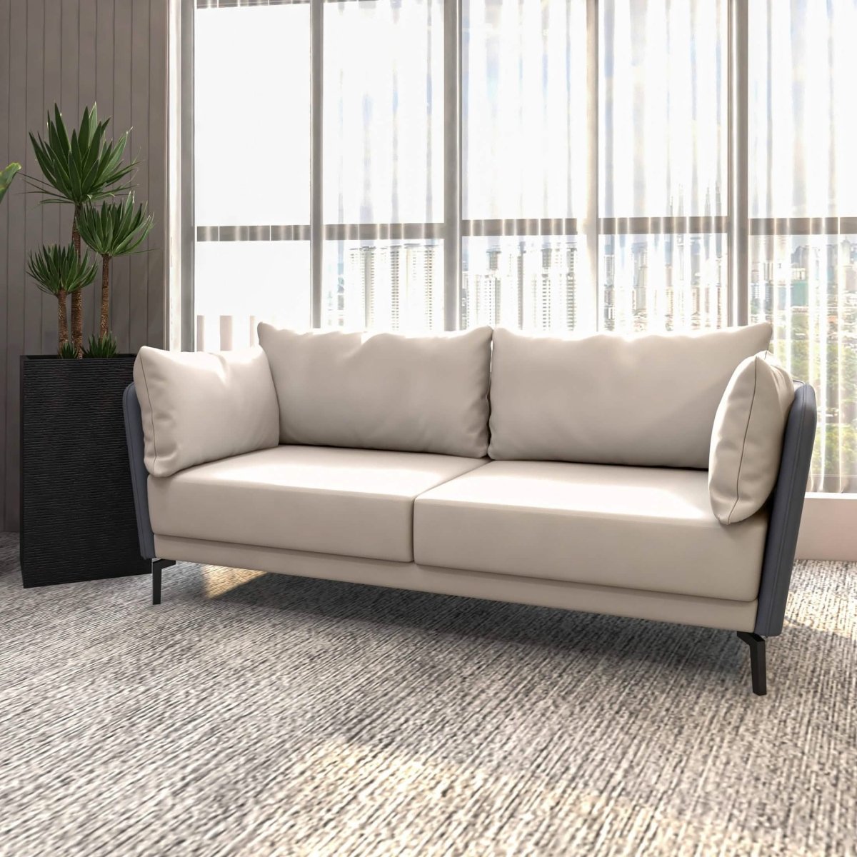Luxify 3-Seater Leather Sofa with Stainless Steel Legs and Removable Cushions Green Sofa Leisuremod