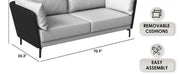 Luxify 3-Seater Leather Sofa with Stainless Steel Legs and Removable Cushions Green Sofa Leisuremod
