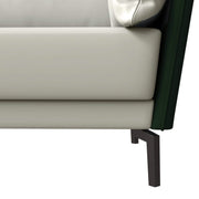 Luxify 3-Seater Leather Sofa with Stainless Steel Legs and Removable Cushions Green Sofa Leisuremod