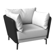 Luxify Single-Seater Leather Sofa Accent Armchair with Stainless Steel Legs and Removable Cushions Black Grey Sofa Leisuremod