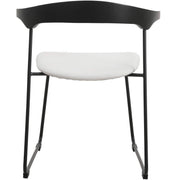 Lyra Leather Dining Chair with a Beech Wood Curved Back and Iron Legs Black White Dining Chair Leisuremod