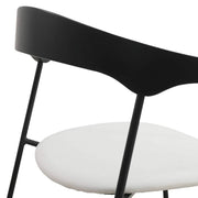 Lyra Leather Dining Chair with a Beech Wood Curved Back and Iron Legs Black White Dining Chair Leisuremod