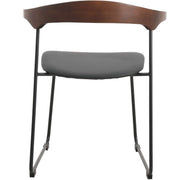 Lyra Leather Dining Chair with a Beech Wood Curved Back and Iron Legs Black Walnut Black Dining Chair Leisuremod