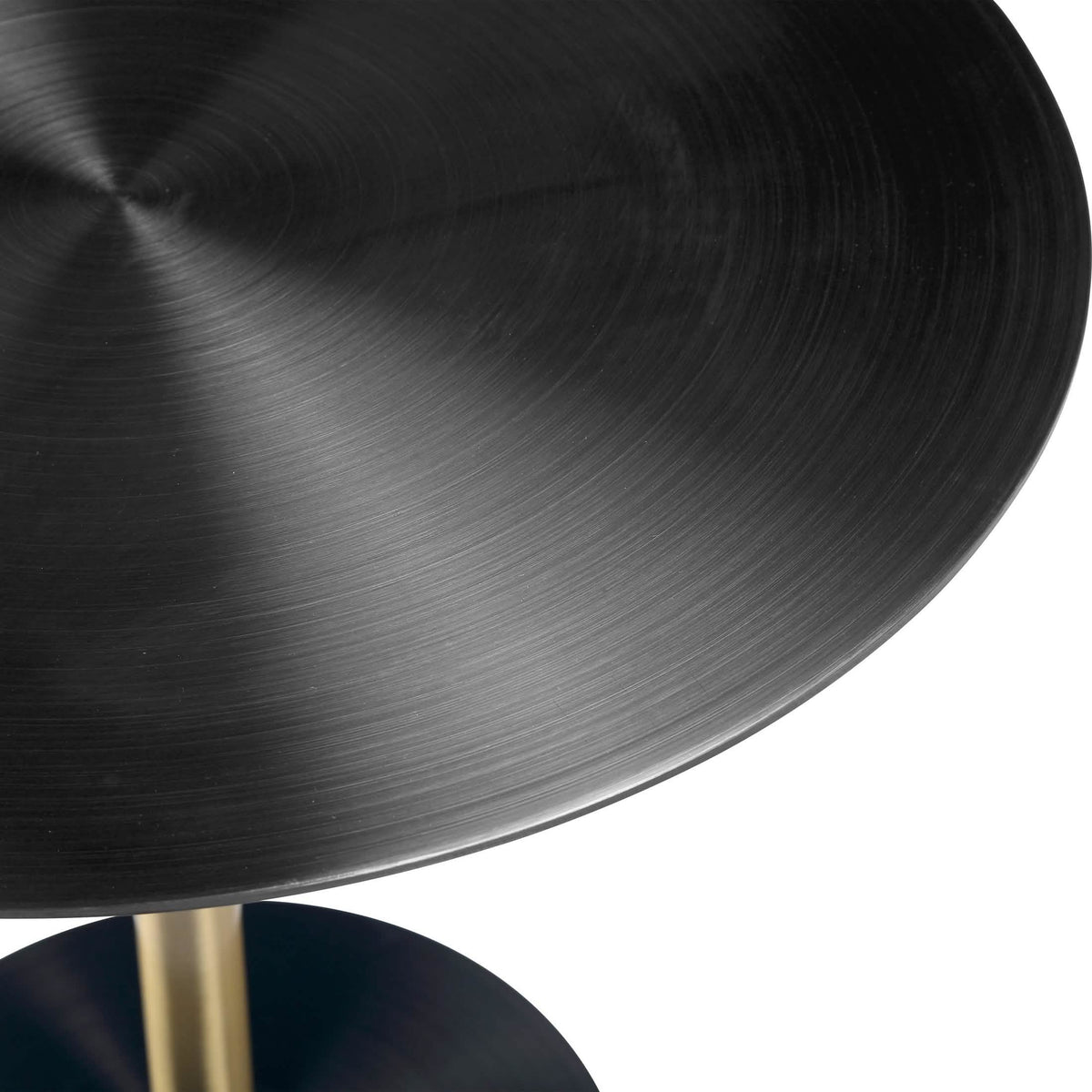 Malta Round Side Table Modern Accent End Table with Stainless Steel Pedestal Base Black Side Table LeisureMod