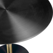 Malta Round Side Table Modern Accent End Table with Stainless Steel Pedestal Base Black Side Table LeisureMod