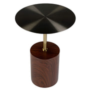 Malta Round Side Table Modern Accent End Table with Stainless Steel Pedestal Base Brown Side Table LeisureMod