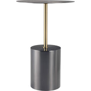 Malta Round Side Table Modern Accent End Table with Stainless Steel Pedestal Base Black Side Table LeisureMod