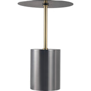 Malta Round Side Table Modern Accent End Table with Stainless Steel Pedestal Base Black Side Table LeisureMod