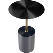 Malta Round Side Table Modern Accent End Table with Stainless Steel Pedestal Base Black Side Table LeisureMod