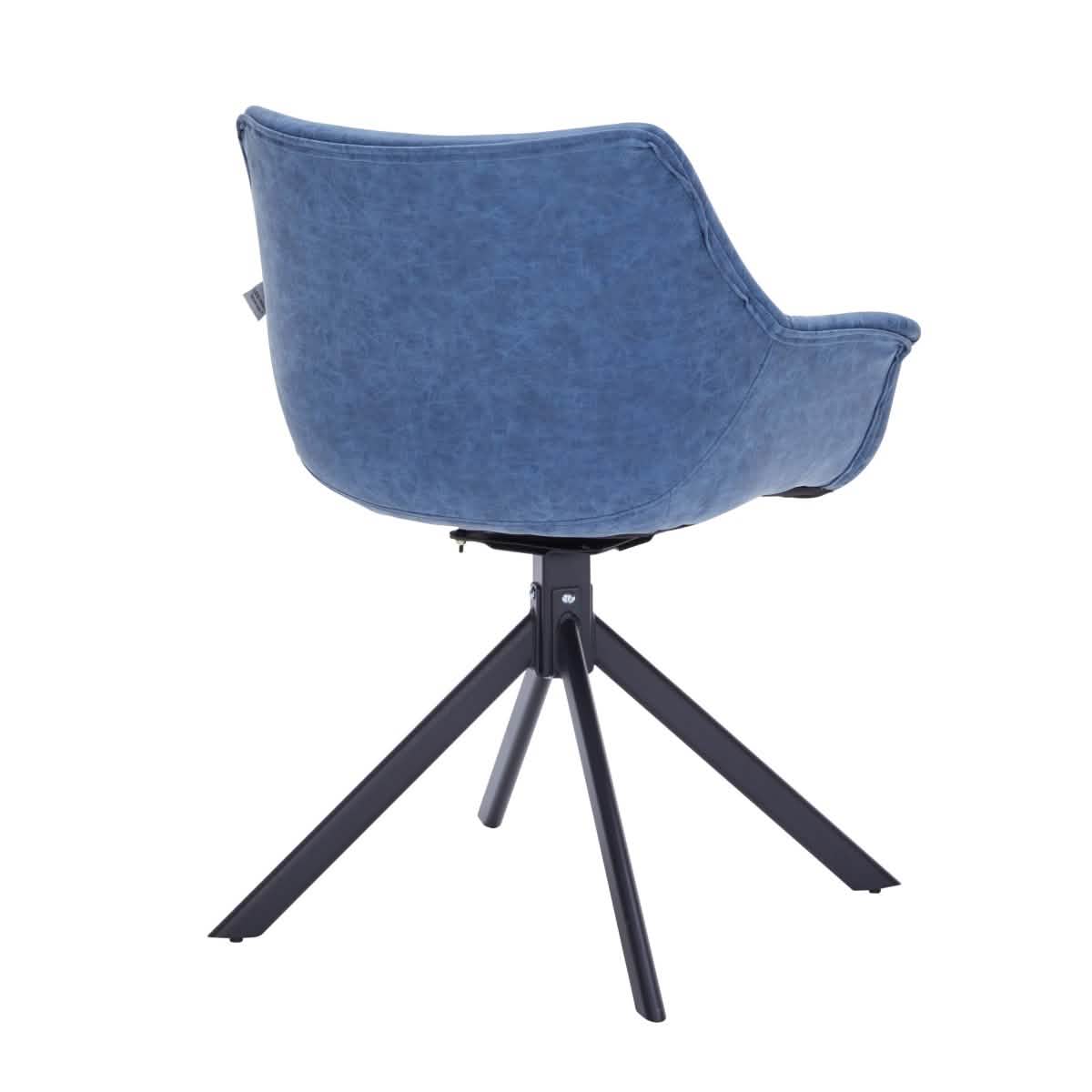 Markley Dining Chair Upholstered in Leather 360-Degree Swivel Armchair Light Blue Dining Chair Leisuremod