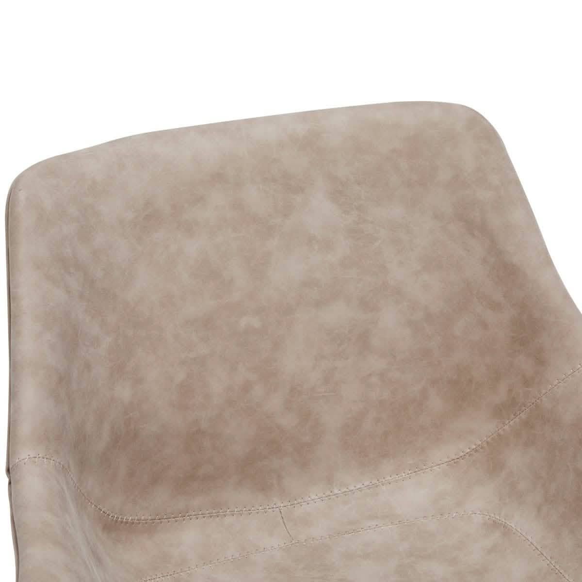Markley Dining Chair Upholstered in Leather 360-Degree Swivel Armchair Taupe Dining Chair Leisuremod