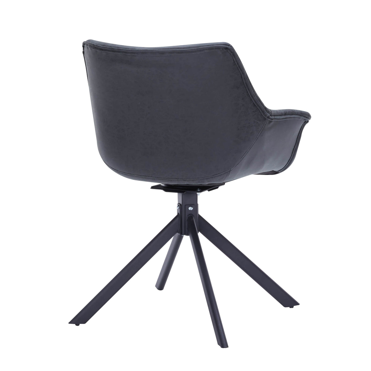 Markley Dining Chair Upholstered in Leather 360-Degree Swivel Armchair Black Dining Chair Leisuremod