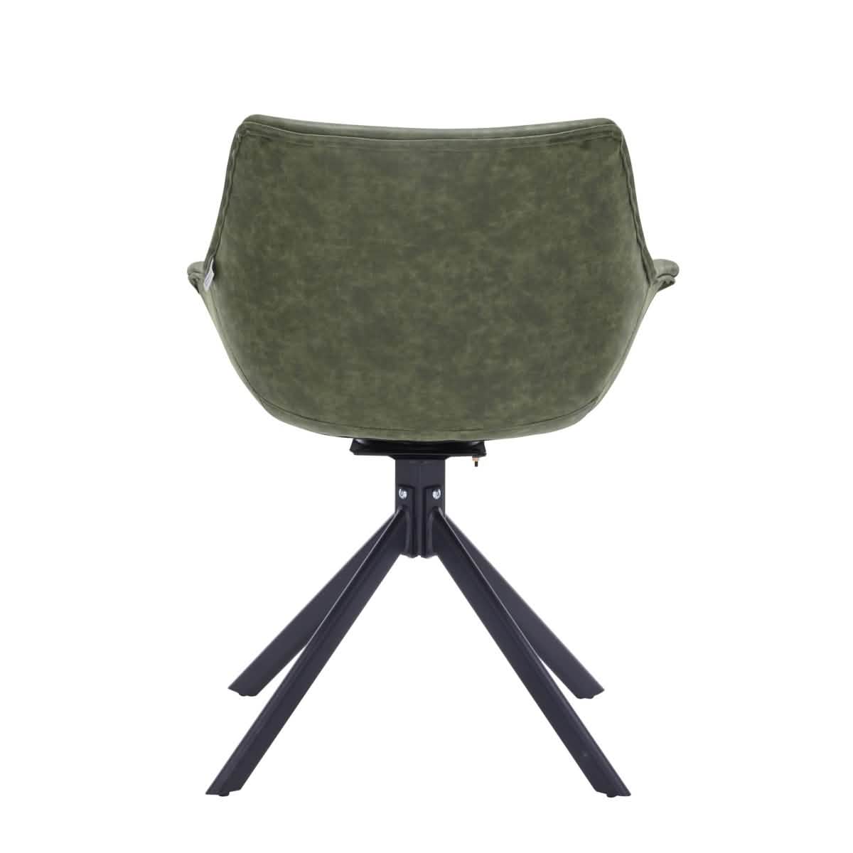 Markley Dining Chair Upholstered in Leather 360-Degree Swivel Armchair Green Dining Chair Leisuremod