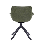 Markley Dining Chair Upholstered in Leather 360-Degree Swivel Armchair Green Dining Chair Leisuremod