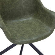 Markley Dining Chair Upholstered in Leather 360-Degree Swivel Armchair Green Dining Chair Leisuremod