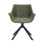 Markley Dining Chair Upholstered in Leather 360-Degree Swivel Armchair Green Dining Chair Leisuremod