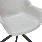 Markley Dining Chair Upholstered in Leather 360-Degree Swivel Armchair Light Grey Dining Chair Leisuremod