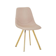 Markley Leather Dining Chair With Black/Gold Metal Legs Gold Taupe Dining Chair Leisuremod