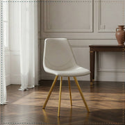 Markley Leather Dining Chair With Black/Gold Metal Legs Gold Cream Dining Chair Leisuremod
