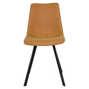 Markley Leather Dining Chair With Black/Gold Metal Legs Black Light Brown Dining Chair Leisuremod
