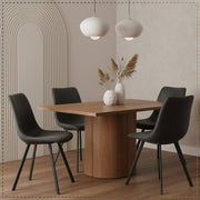 Markley Leather Dining Chair With Black/Gold Metal Legs Black Charcoal Black Dining Chair Leisuremod