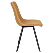 Markley Leather Dining Chair With Black/Gold Metal Legs Black Light Brown Dining Chair Leisuremod