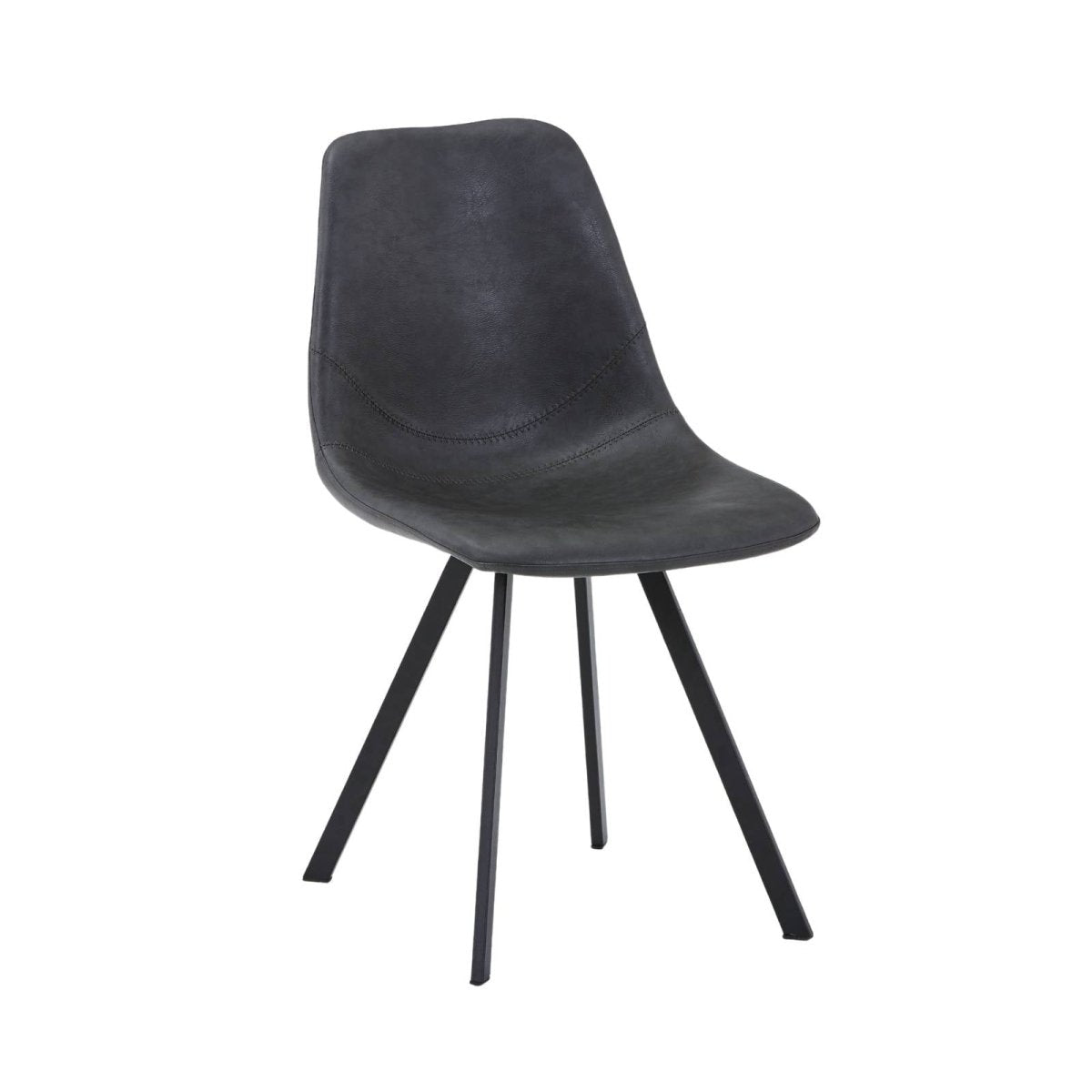 Markley Leather Dining Chair With Black/Gold Metal Legs Black Charcoal Black Dining Chair Leisuremod