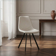 Markley Leather Dining Chair With Black/Gold Metal Legs Black Cream Dining Chair Leisuremod