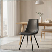 Markley Leather Dining Chair With Black/Gold Metal Legs Black Charcoal Black Dining Chair Leisuremod