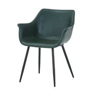 Markley Leather Dining Chair with Powder-Coated Iron Legs Grey CHAIR Leisuremod