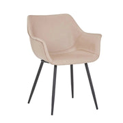Markley Leather Dining Chair with Powder-Coated Iron Legs Taupe CHAIR Leisuremod