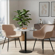 Markley Leather Dining Chair with Powder-Coated Iron Legs Taupe CHAIR Leisuremod