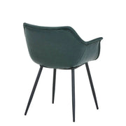 Markley Leather Dining Chair with Powder-Coated Iron Legs Grey CHAIR Leisuremod