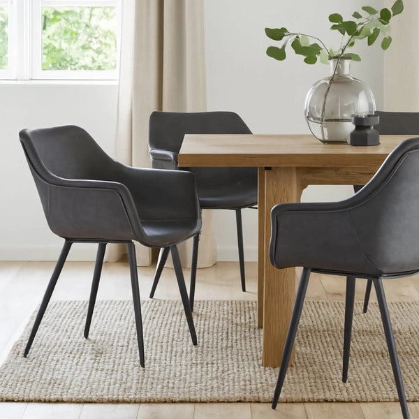 Markley Leather Dining Chair with Powder-Coated Iron Legs