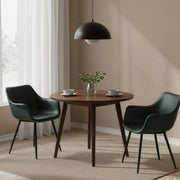 Markley Leather Dining Chair with Powder-Coated Iron Legs Grey CHAIR Leisuremod
