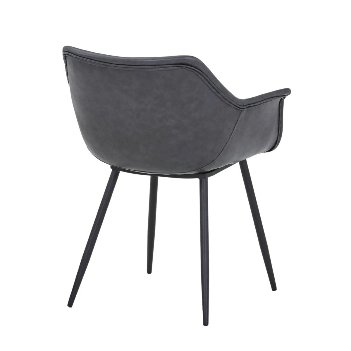 Markley Leather Dining Chair with Powder-Coated Iron Legs Charcoal Black CHAIR Leisuremod