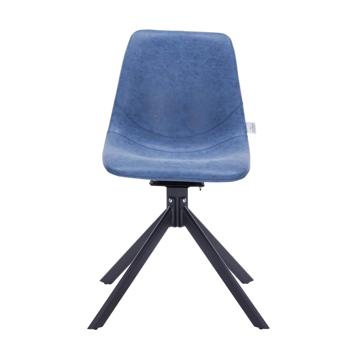 Markley Modern Leather Swival Dining Chair With Metal Legs Blue Dining Chair Leisuremod