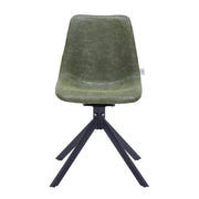Markley Modern Leather Swival Dining Chair With Metal Legs Green Dining Chair Leisuremod