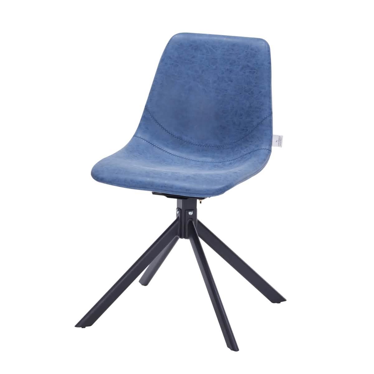Markley Modern Leather Swival Dining Chair With Metal Legs Blue Dining Chair Leisuremod