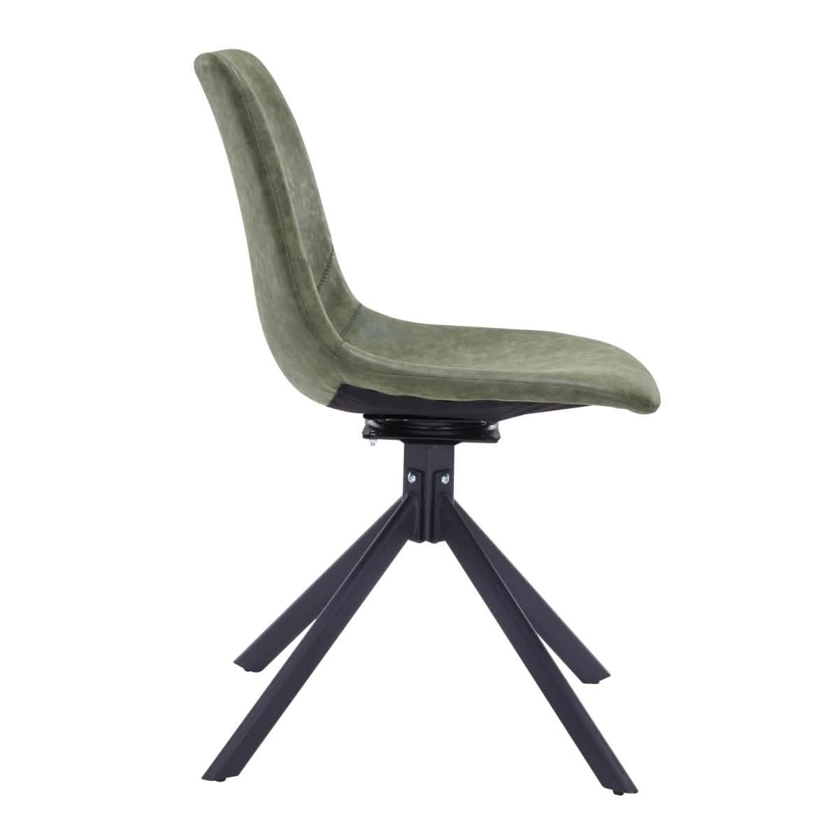 Markley Modern Leather Swival Dining Chair With Metal Legs Green Dining Chair Leisuremod